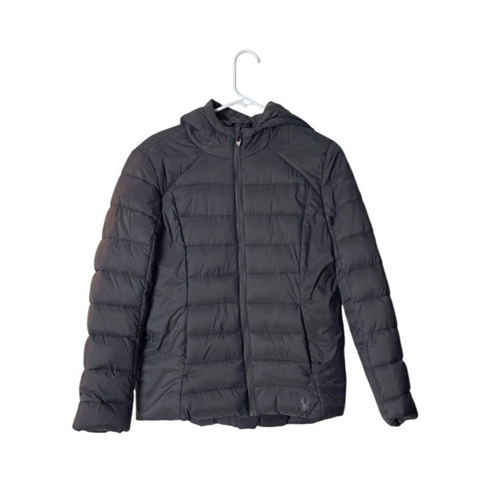 Spyder Mens Hooded Down Jacket M Nylon Polyester Gray
